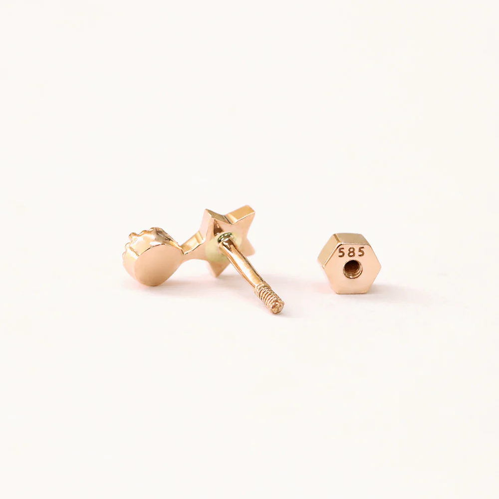 14K Gold Bling Black Onyx Star Cartilage Earring 18G - Image 12