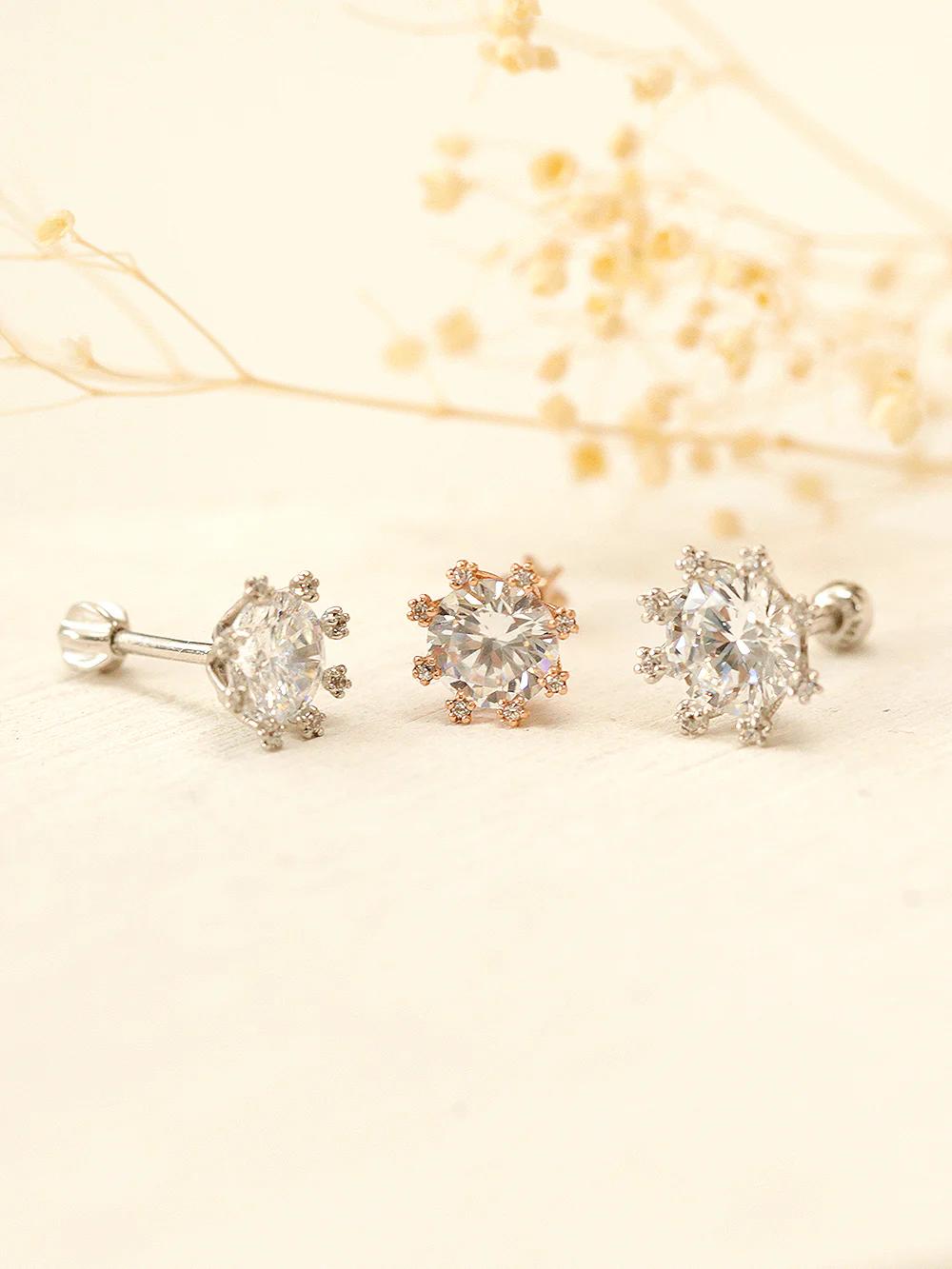 14K Gold Bling Crystal Cubic Cartilage Earring 18G16G - Image 11