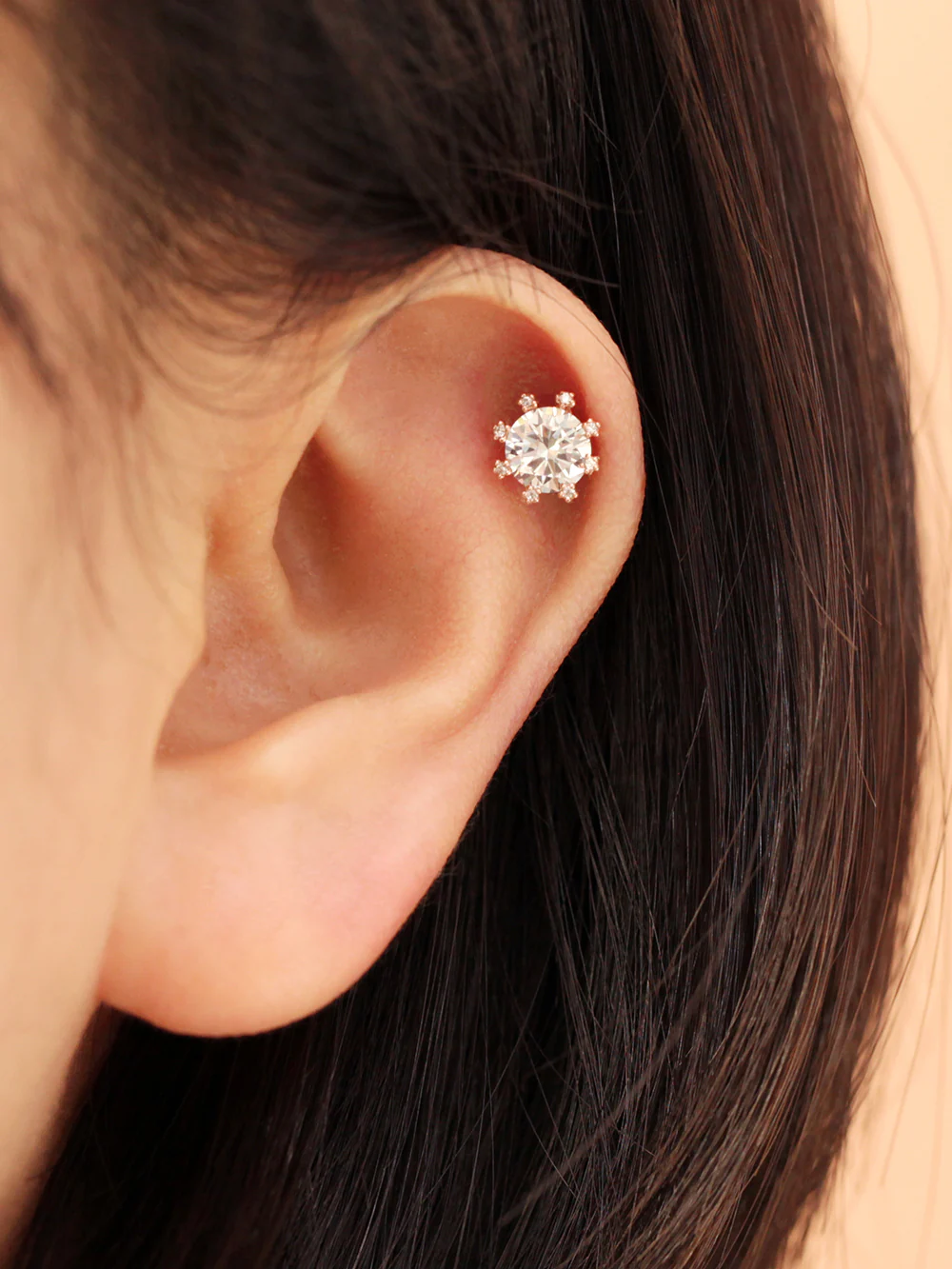 14K Gold Bling Crystal Cubic Cartilage Earring 18G16G - Image 5