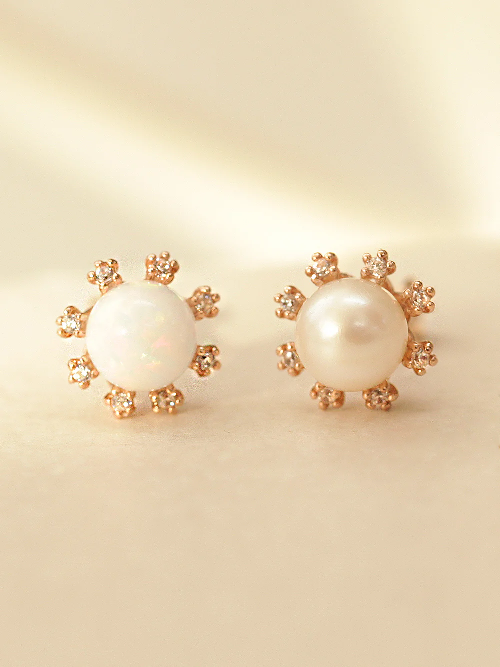 14K Gold Bling Crystal Pearl Opal Cartilage Earring 18G16G - Image 11