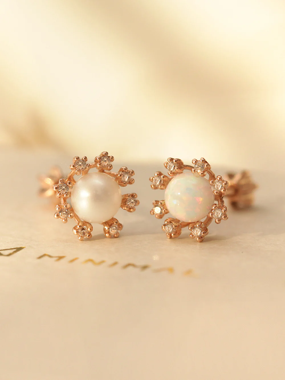 14K Gold Bling Crystal Pearl Opal Cartilage Earring 18G16G - Image 15