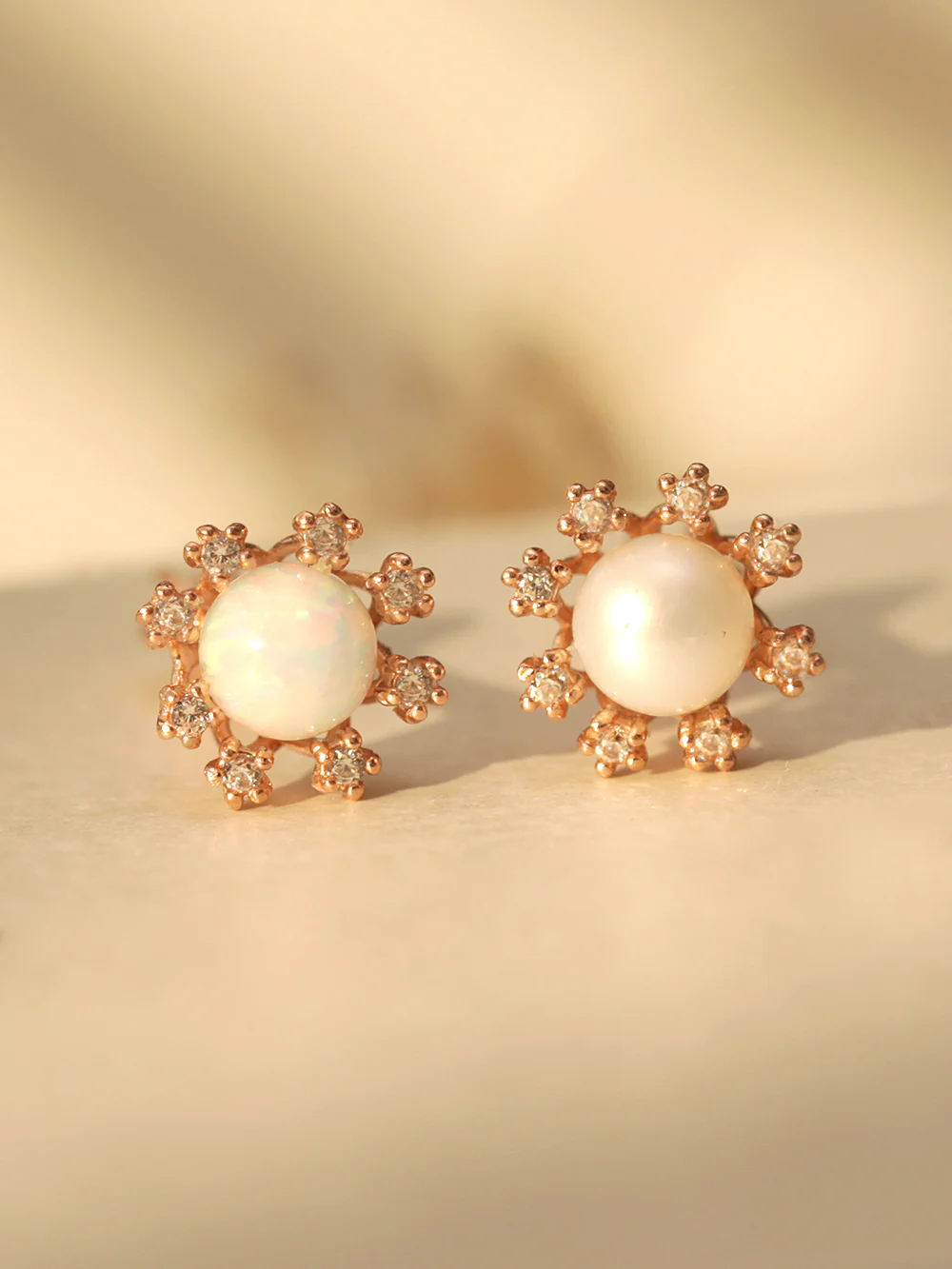 14K Gold Bling Crystal Pearl Opal Cartilage Earring 18G16G - Image 16