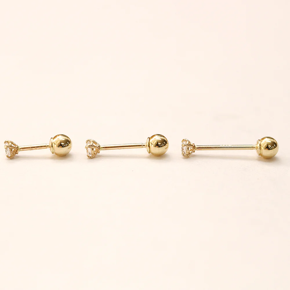 14K Gold Bling Cubic 4 Prong Cartilage Earring 20G - Image 13