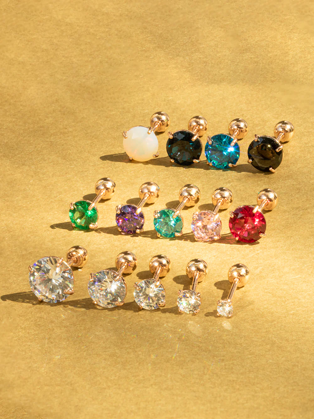 14K Gold Bling Cubic 4 Prong Cartilage Earring 20G - Image 5