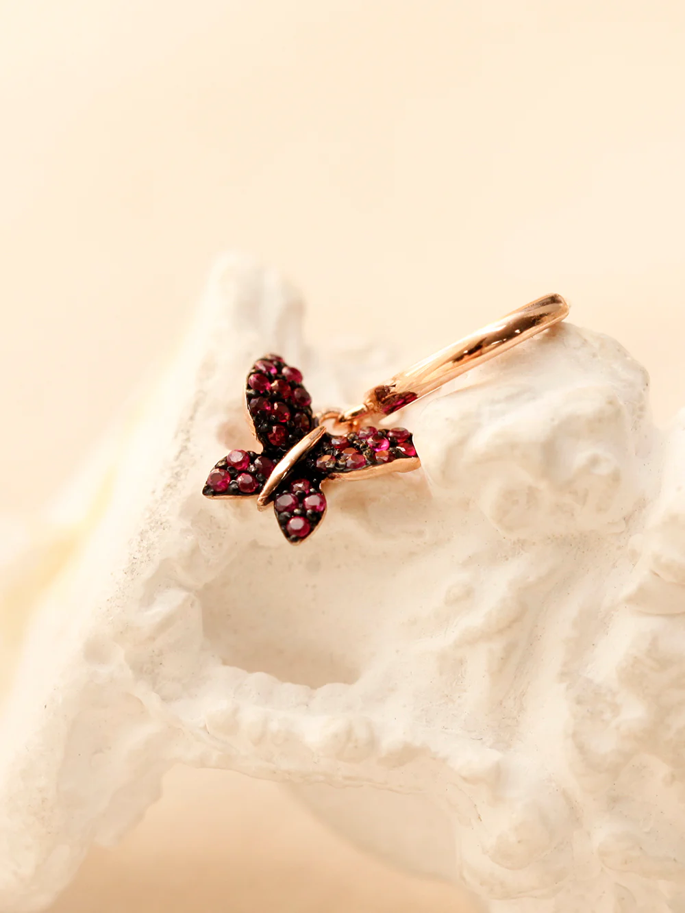 14K Gold Bling Cubic Butterfly Cartilage Hoop Earring - Image 5