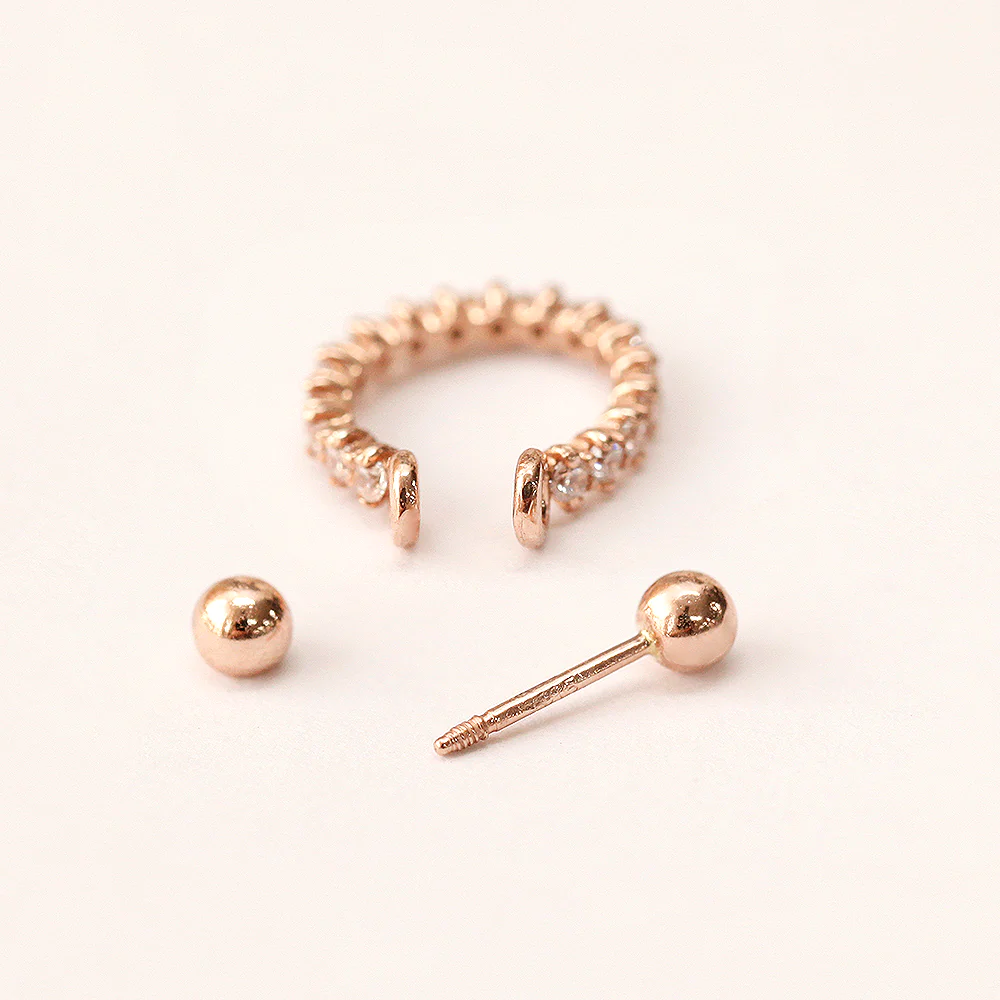 14K Gold Bling Cubic C-Type Conch Piercing - Image 16
