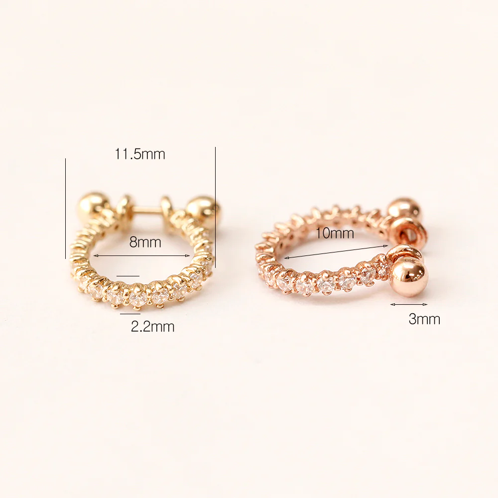 14K Gold Bling Cubic C-Type Conch Piercing - Image 17