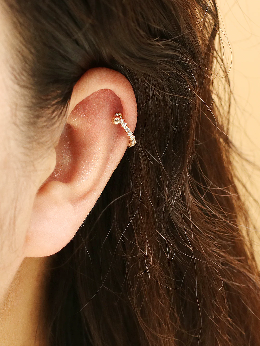 14K Gold Bling Cubic C-Type Conch Piercing - Image 3