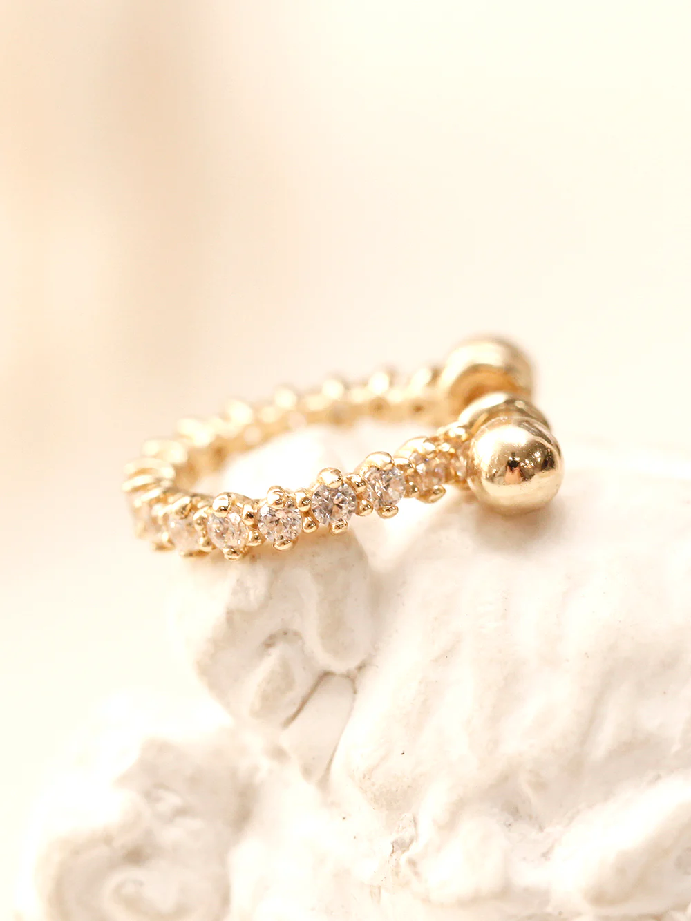 14K Gold Bling Cubic C-Type Conch Piercing - Image 8