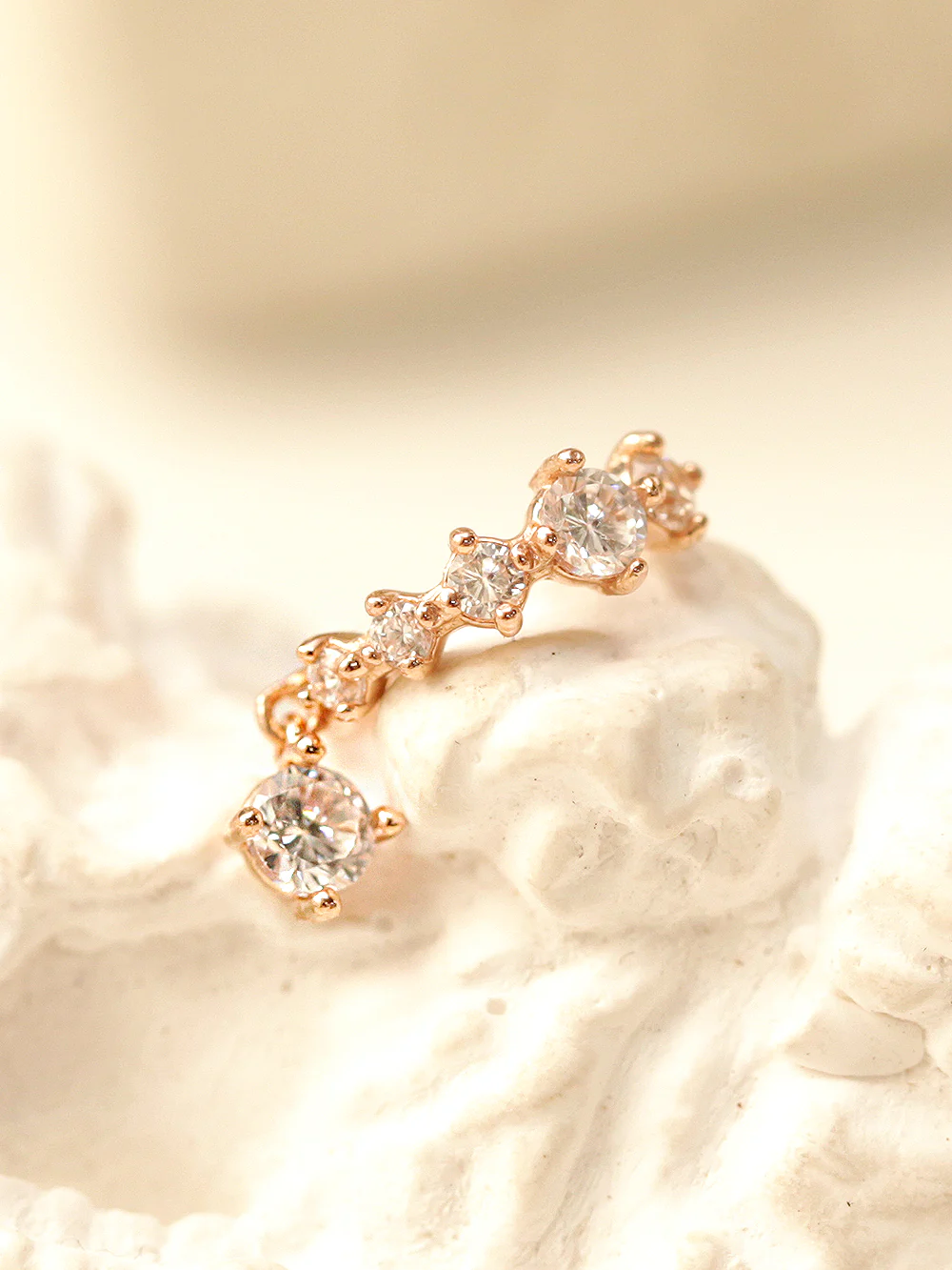 14K Gold Bling Cubic Drop Cartilage Hoop Earring - Image 4