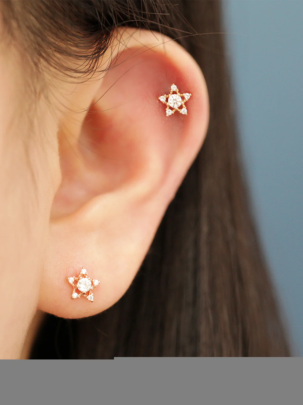 14K Gold Bling Cubic Star Cartilage Earring 20G18G - Image 4