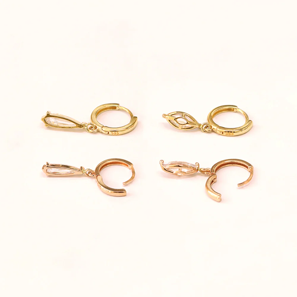 14K Gold Bling Cubic Water Drop Hoop - Image 10