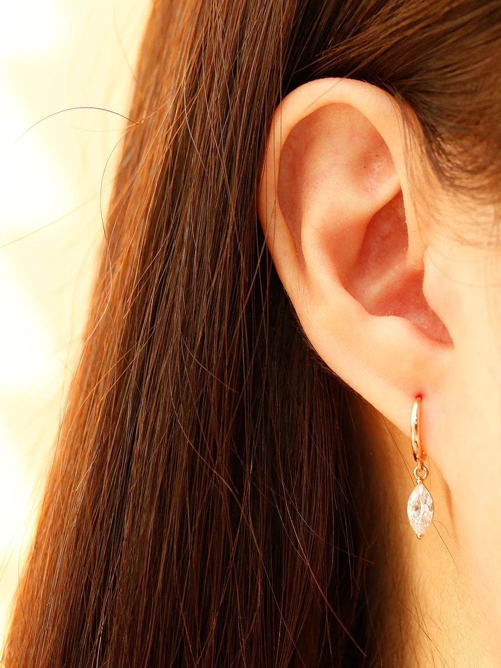 14K Gold Bling Cubic Water Drop Hoop - Image 4