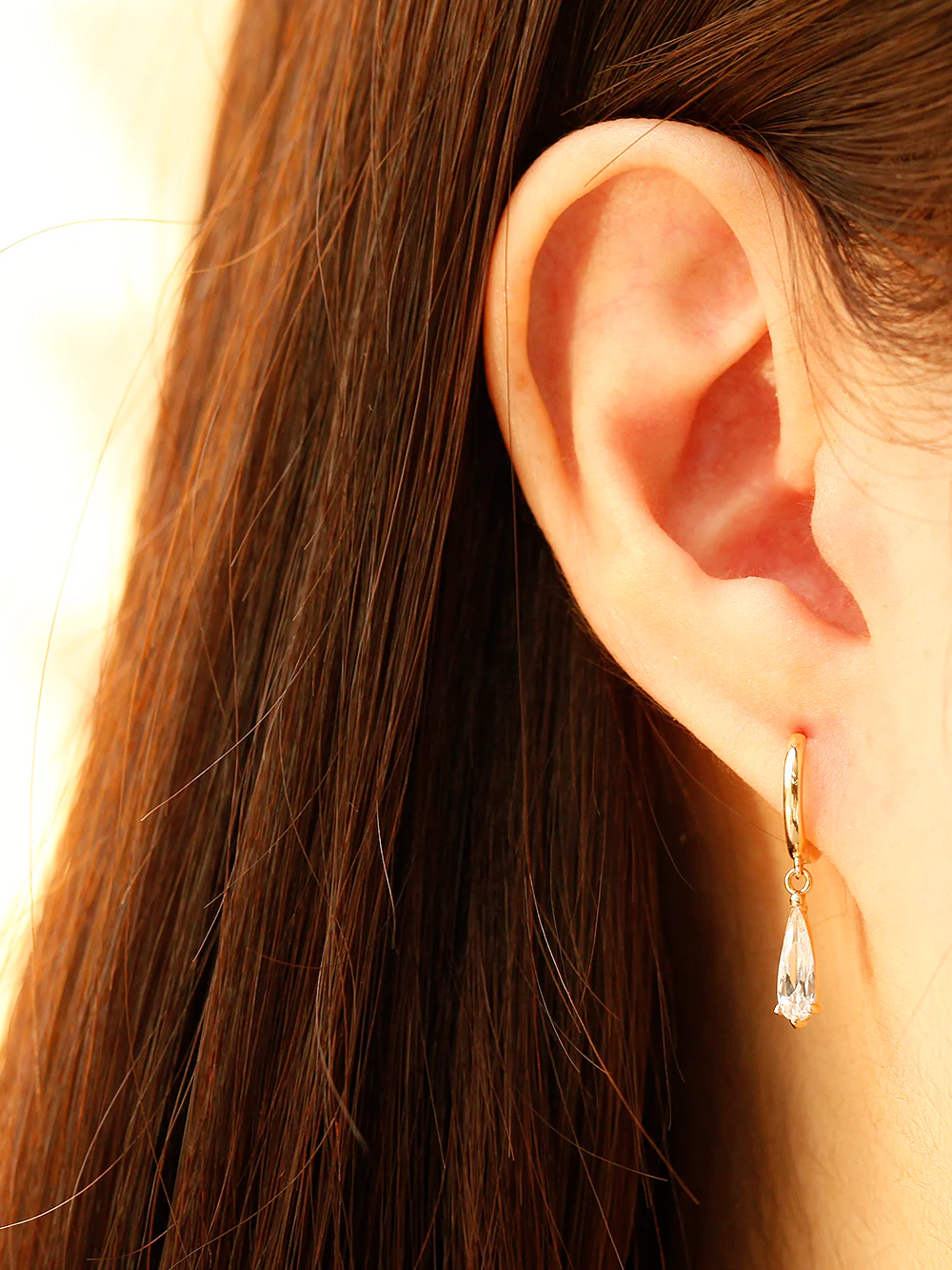 14K Gold Bling Cubic Water Drop Hoop - Image 8