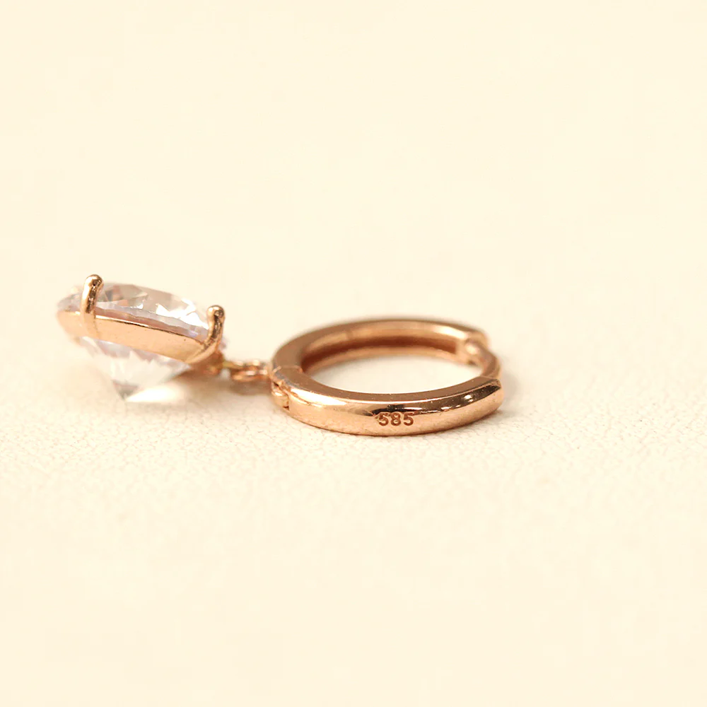 14K Gold Bling CZ Hoop Earring - Image 10