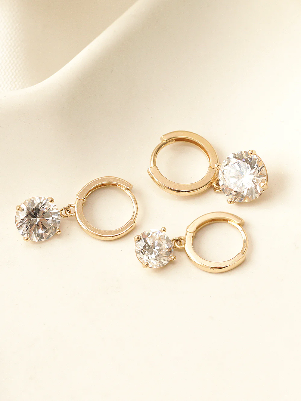 14K Gold Bling CZ Hoop Earring - Image 7