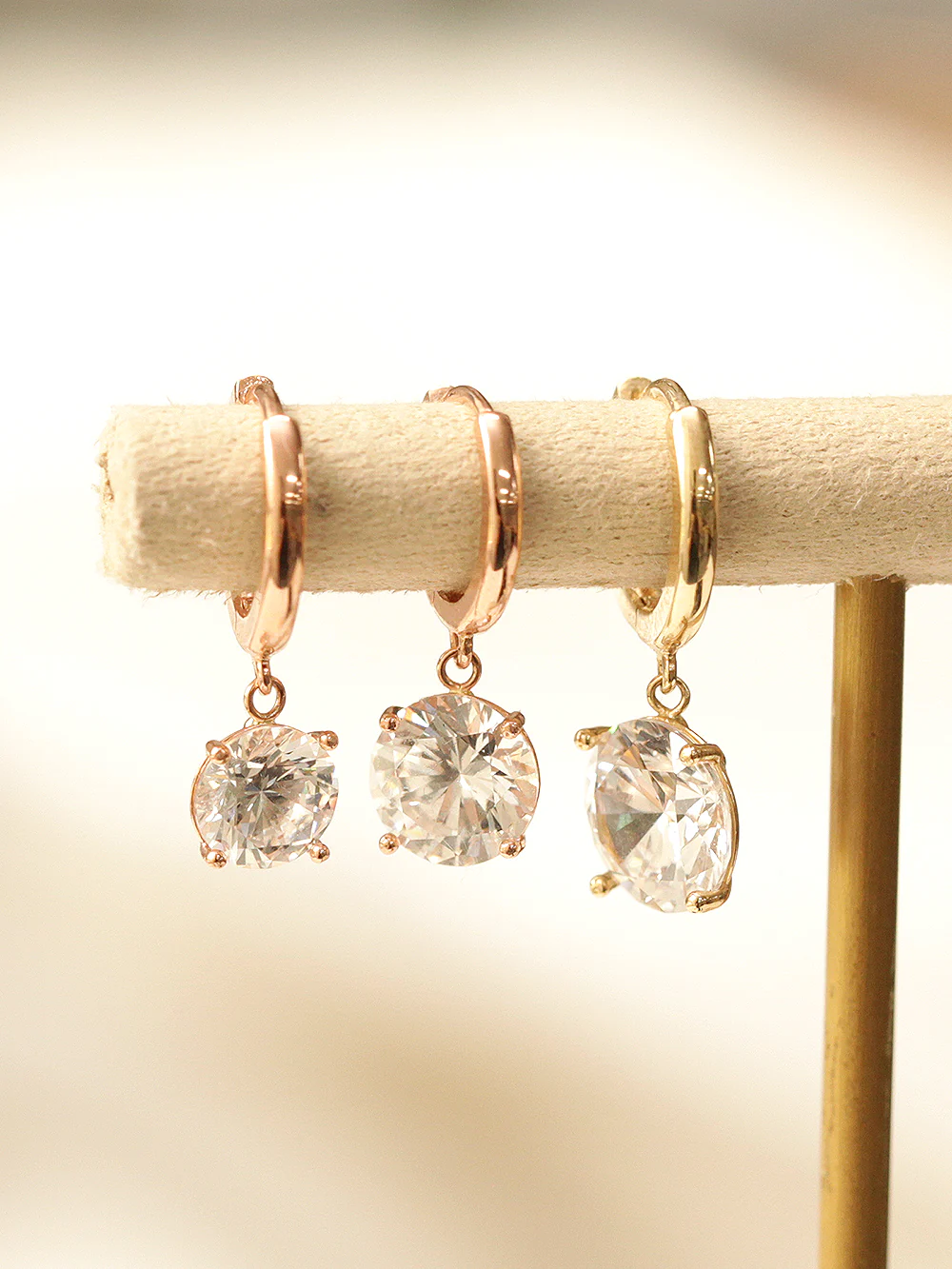 14K Gold Bling CZ Hoop Earring - Image 8