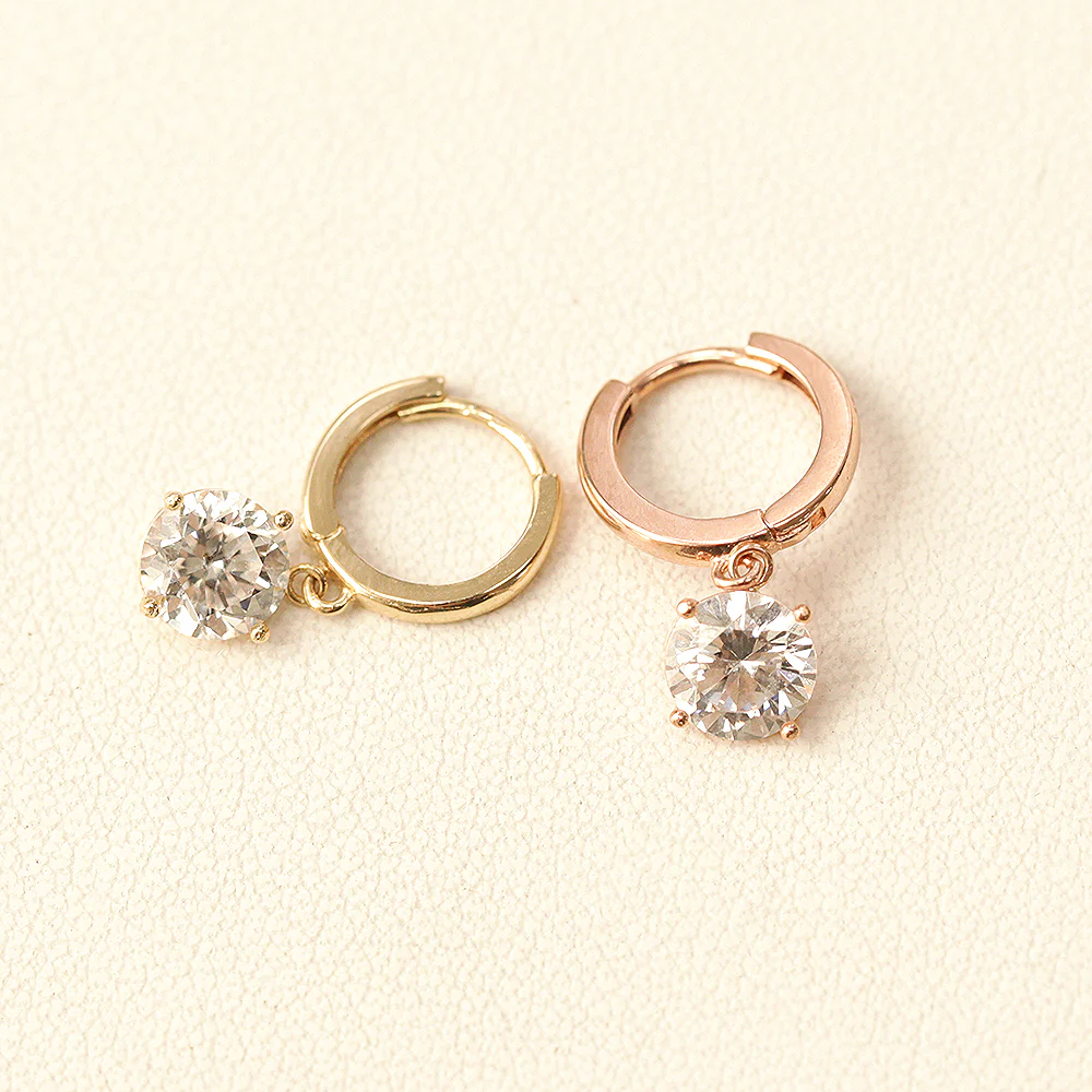 14K Gold Bling CZ Hoop Earring - Image 9
