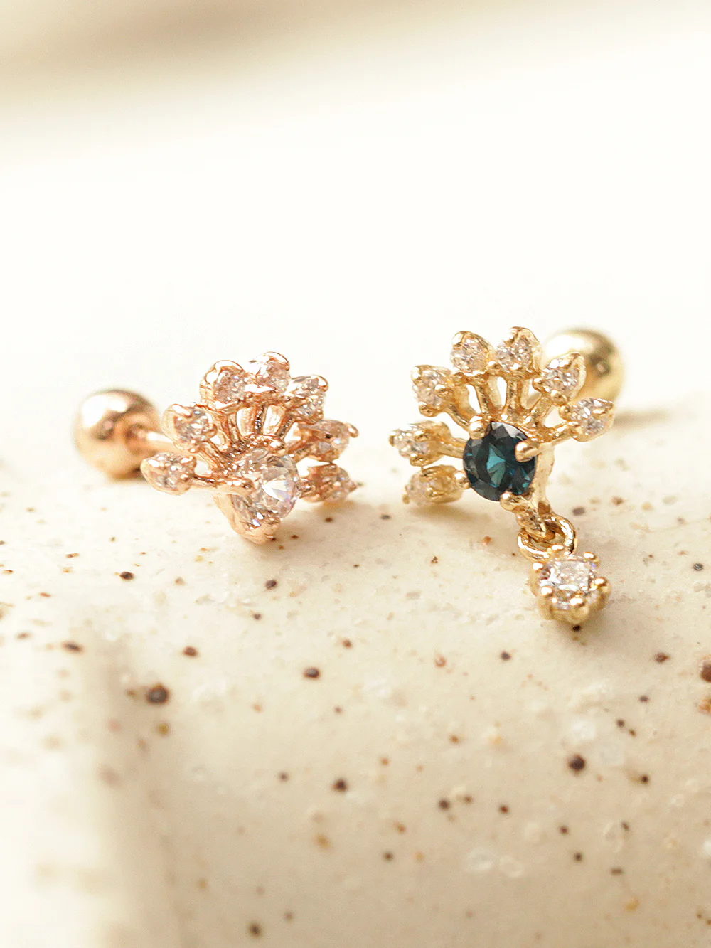 14K Gold Bling Eye Cubic Drop Cartilage Earring 20G18G16G - Image 5