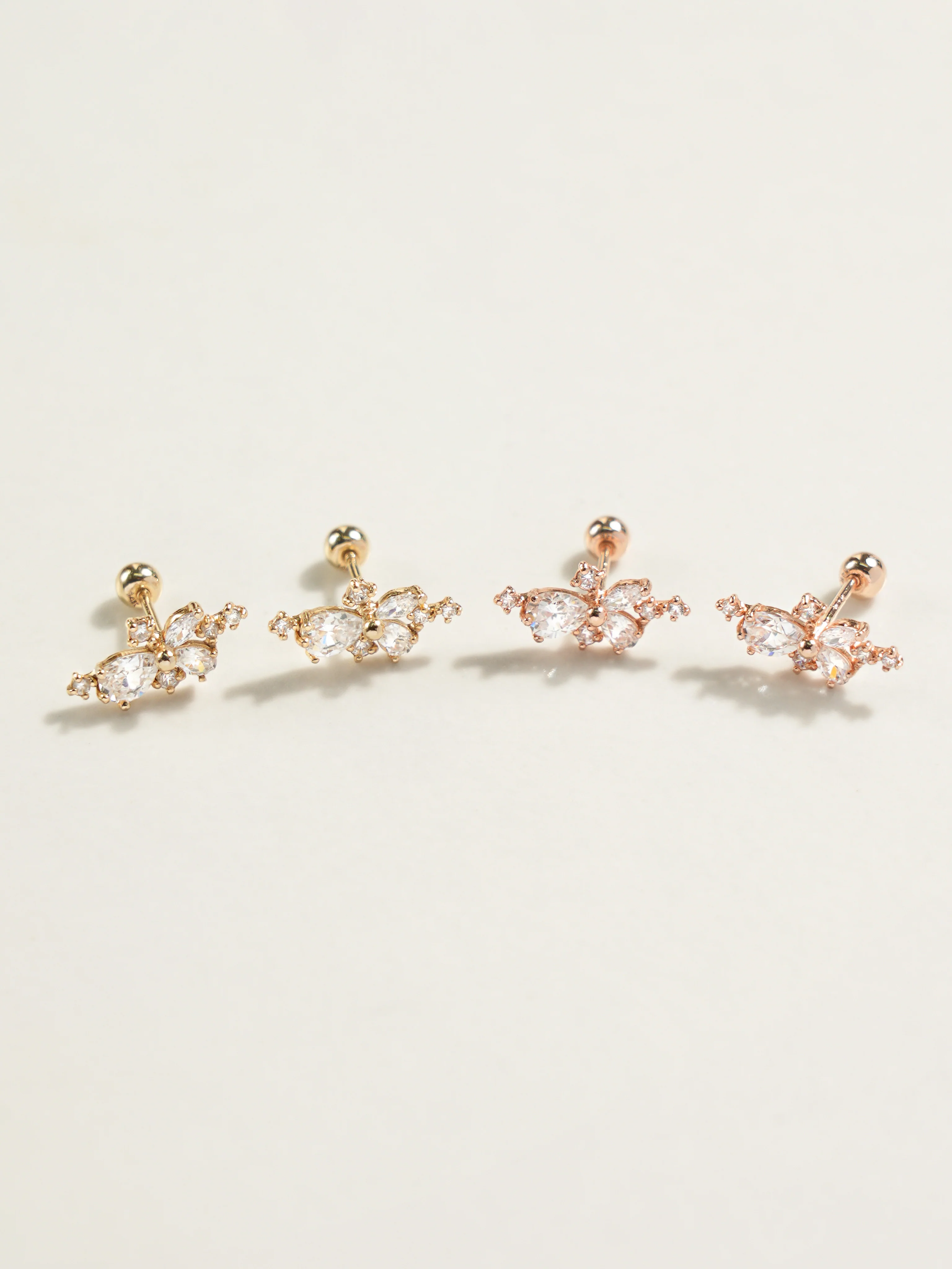 14K Gold Bling Floral Cubic Cartilage Earring 20G18G16G - Image 7