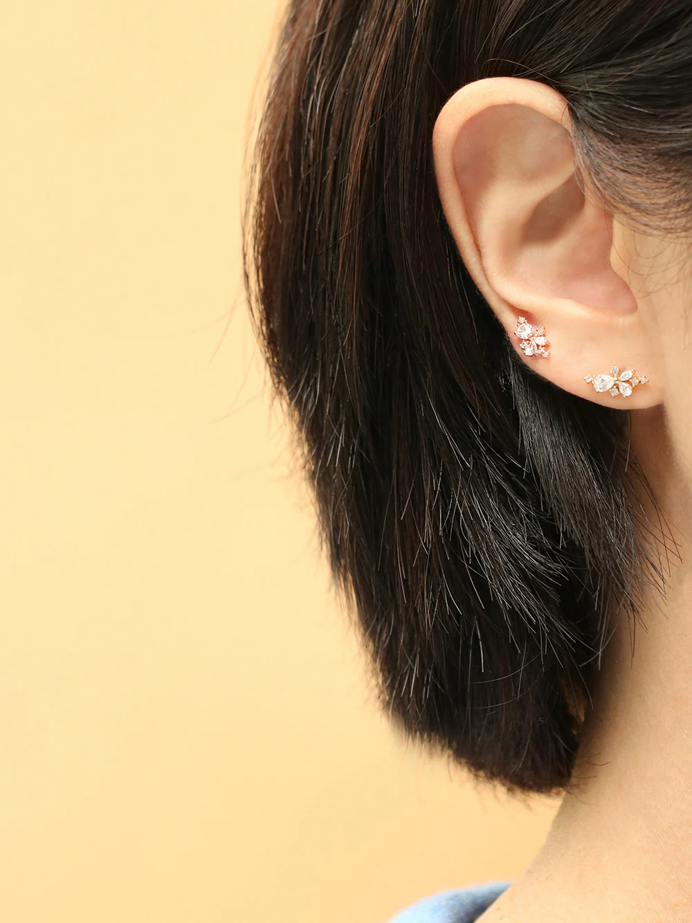 14K Gold Bling Floral Cubic Cartilage Earring 20G18G16G - Image 8
