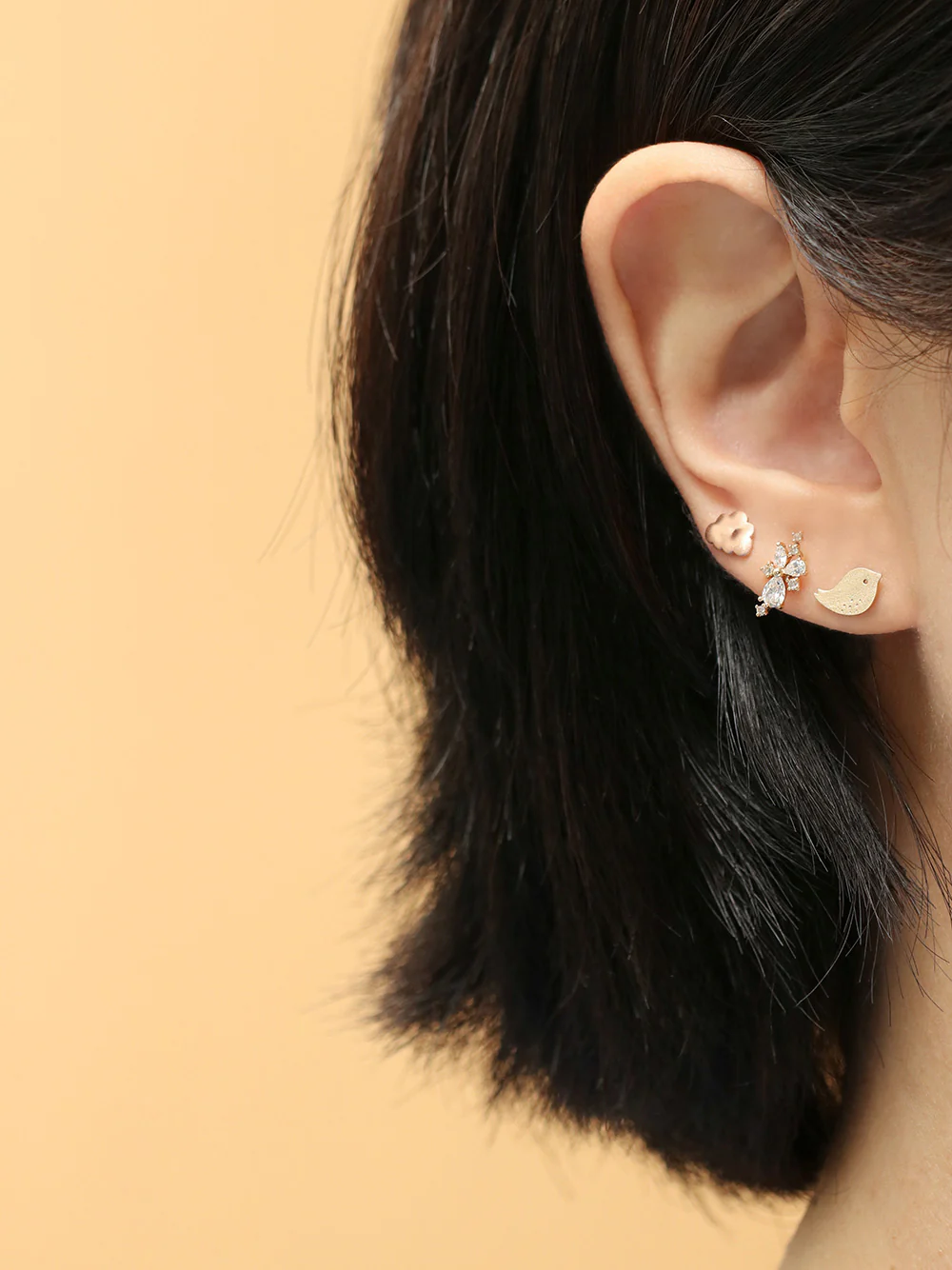 14K Gold Bling Floral Cubic Internally Threaded Labret Piercing 18G16G - Image 10