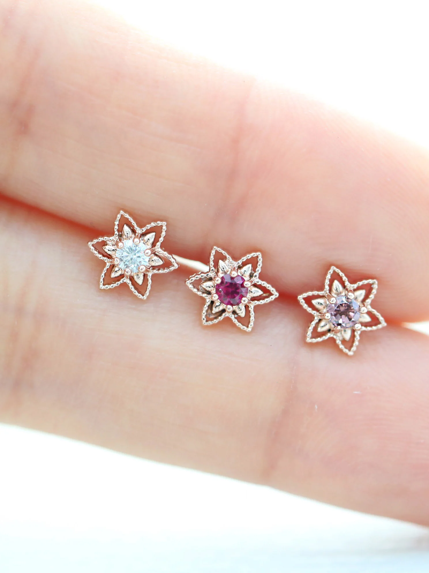 14K Gold Bling Flower Cartilage Earring 18G16G - Image 10