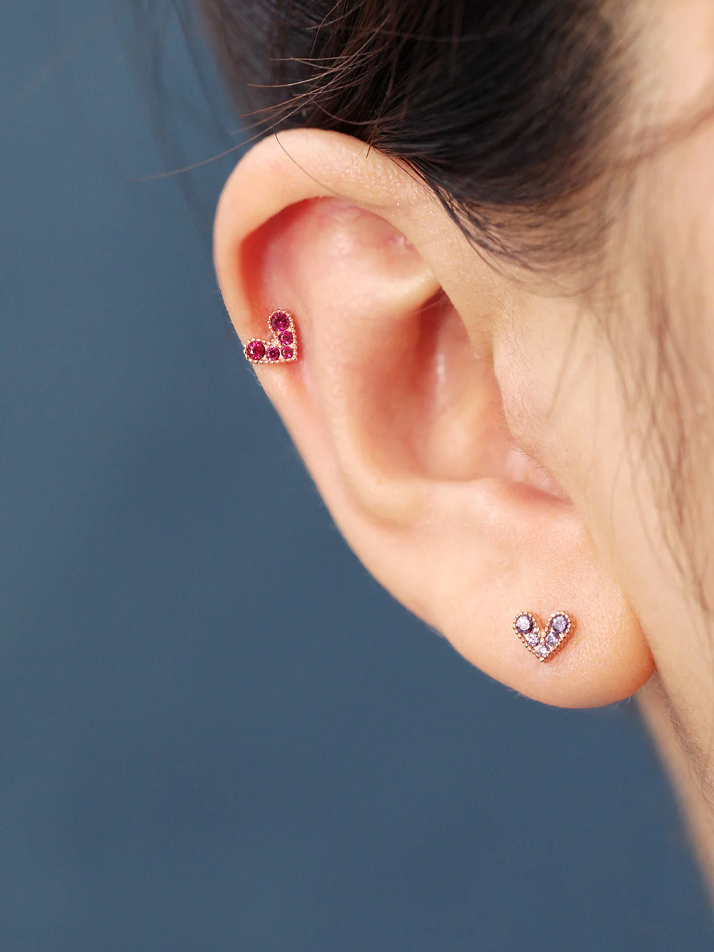 14K Gold Bling Lovely Heart Internally Threaded Labret Piercing 18G16G - Image 10