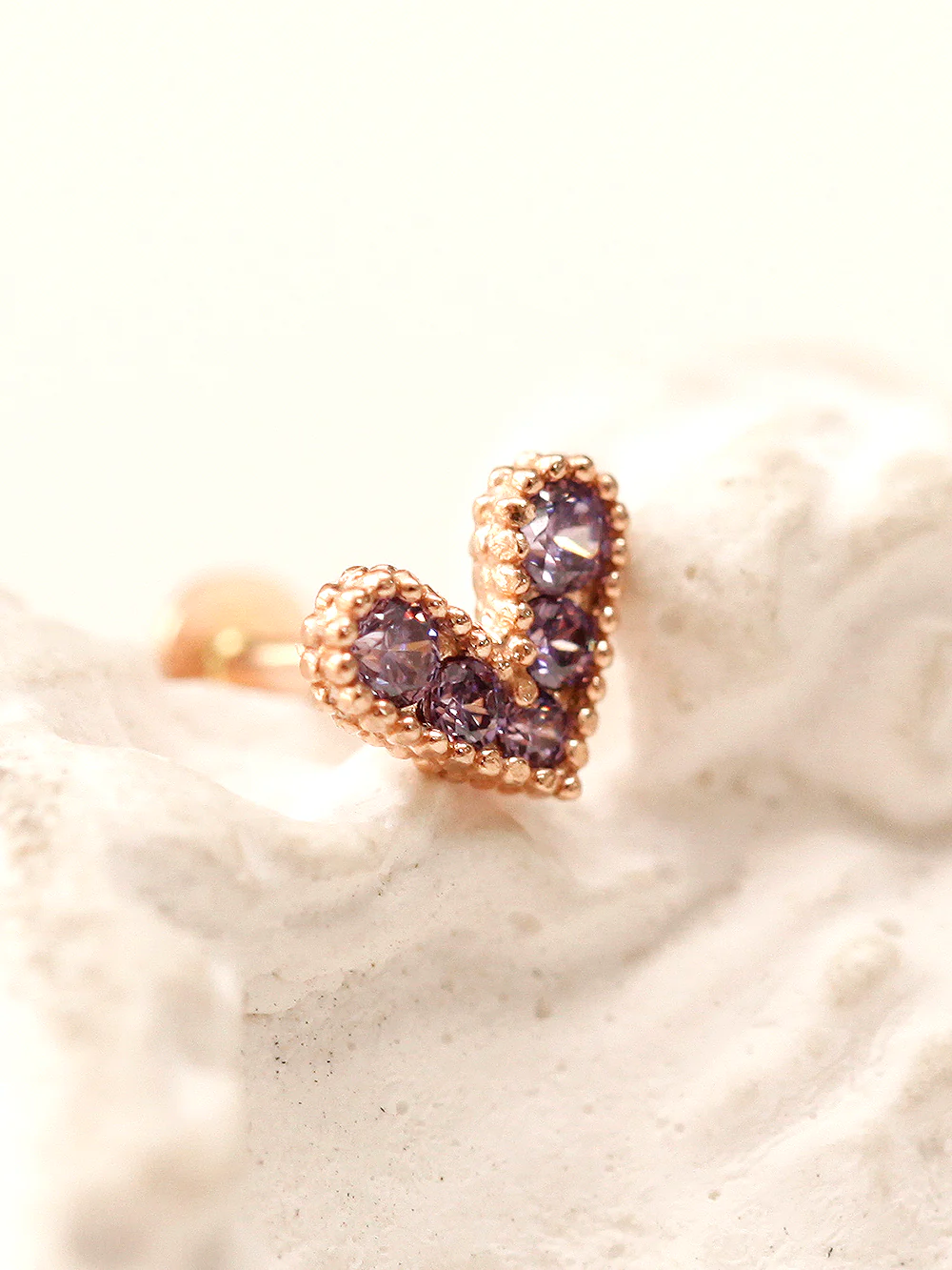 14K Gold Bling Lovely Heart Internally Threaded Labret Piercing 18G16G - Image 14