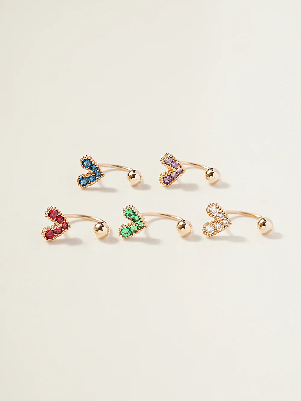 14K Gold Bling Lovely Heart Curve Piercing 20G - Image 3
