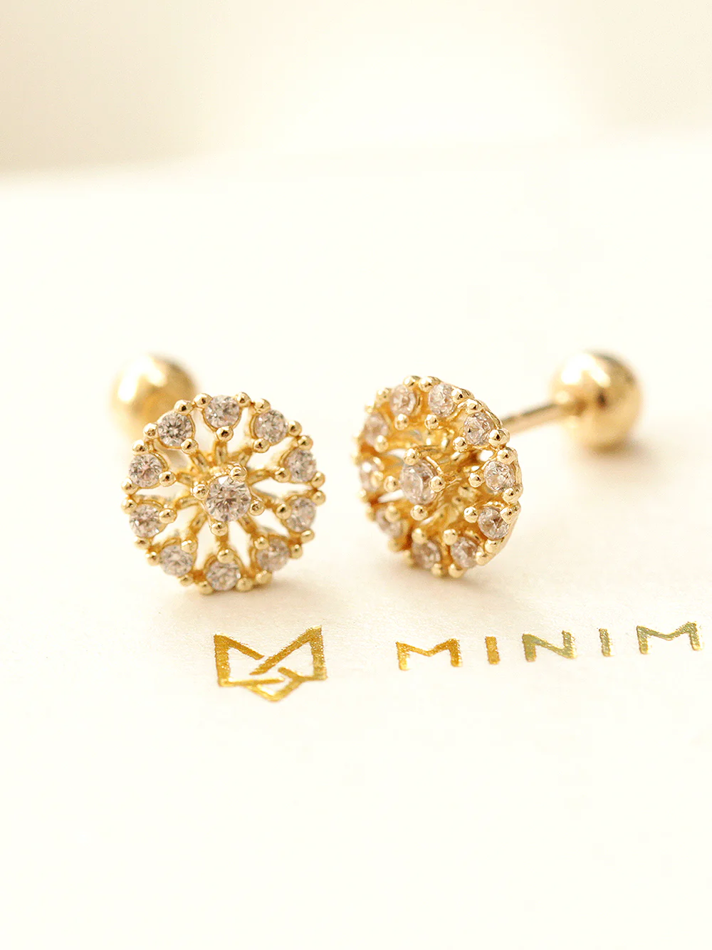 14K Gold Bling Snow Cubic Cartilage Earring 20G - Image 3