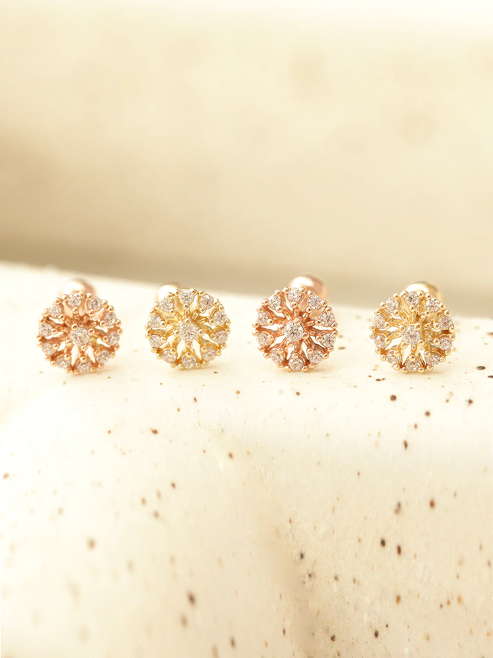 14K Gold Bling Snow Cubic Cartilage Earring 20G - Image 4
