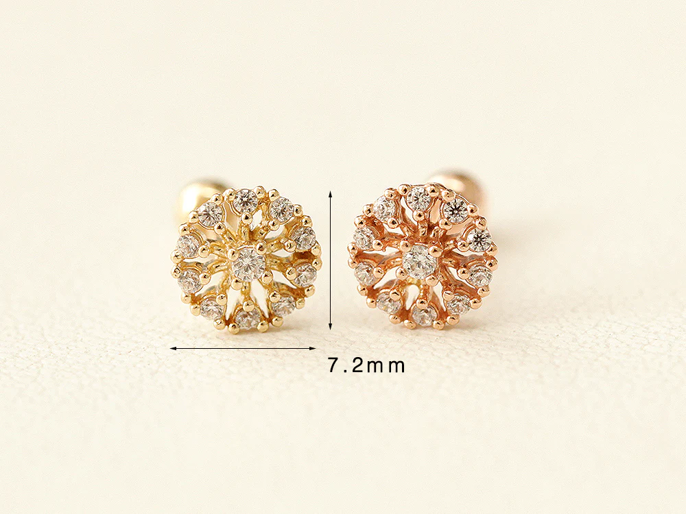 14K Gold Bling Snow Cubic Cartilage Earring 20G - Image 9