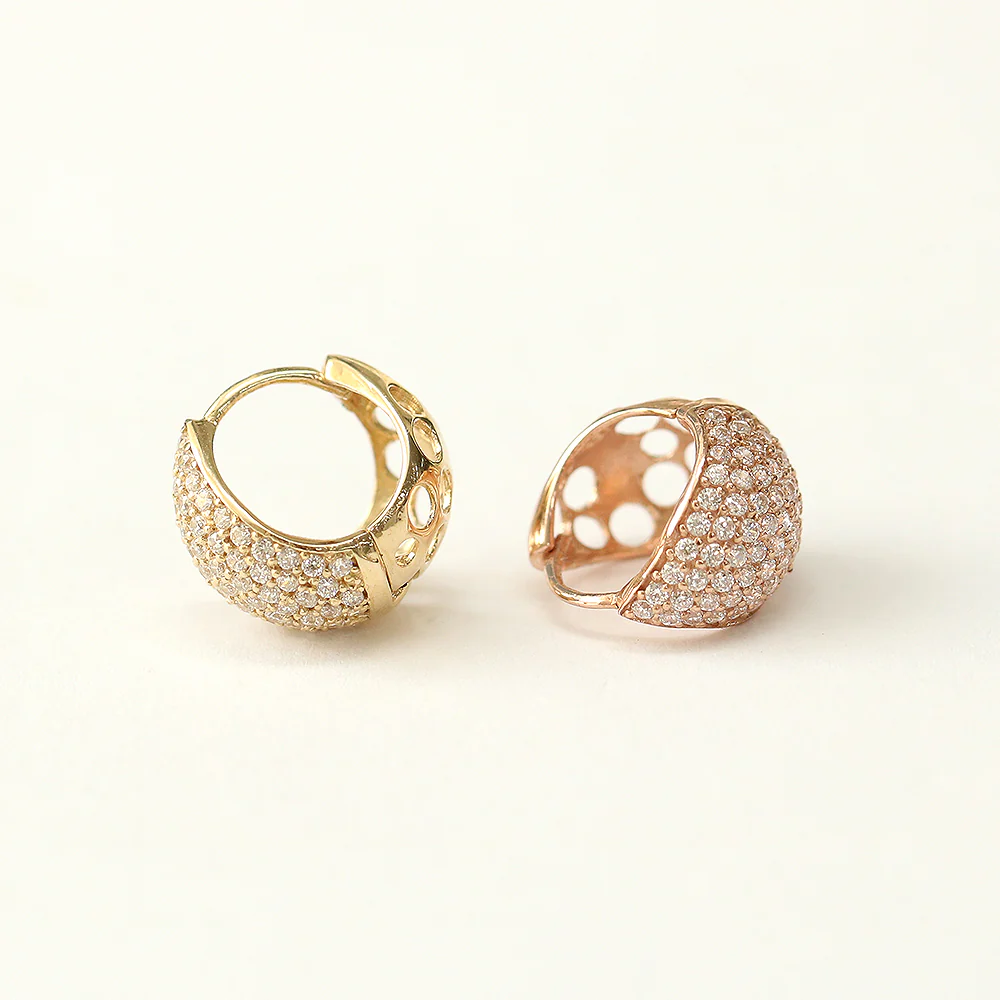 14K Gold Bling Water Drop Cubic Hoop Earring - Image 8