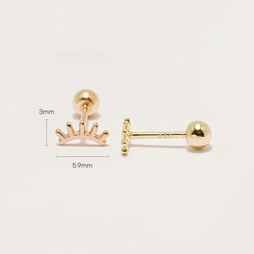 14K Gold Blink Eyelash Cartilage Earring 20G - Image 5