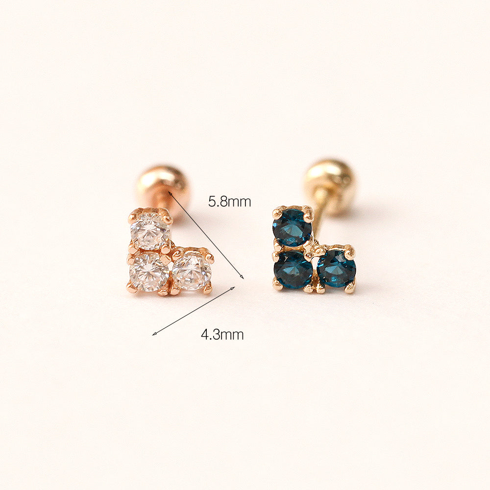 14K Gold Block Heart CZ Cartilage Earring 20G18G16G - Image 15
