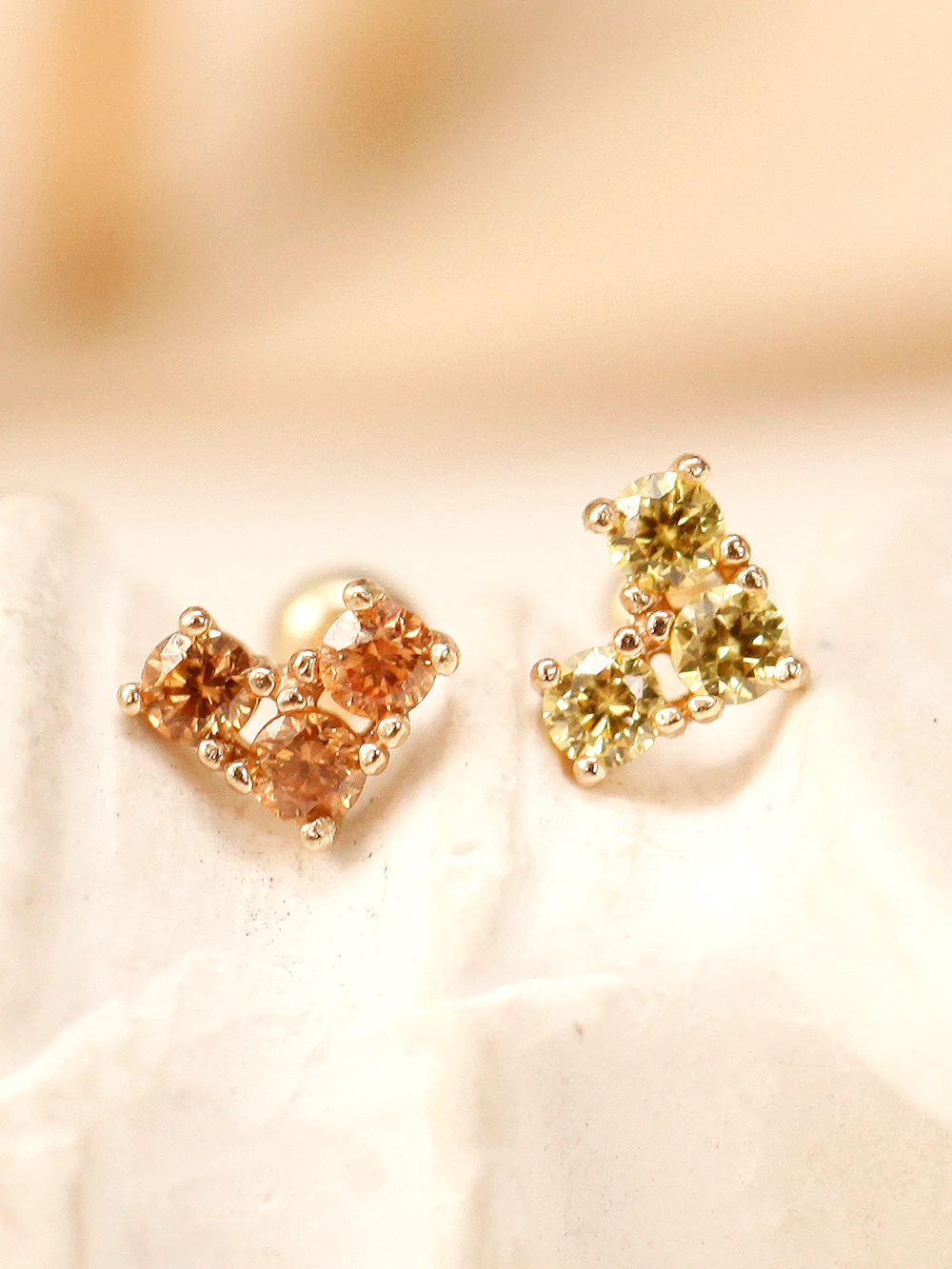 14K Gold Block Heart CZ Cartilage Earring 20G18G16G - Image 5