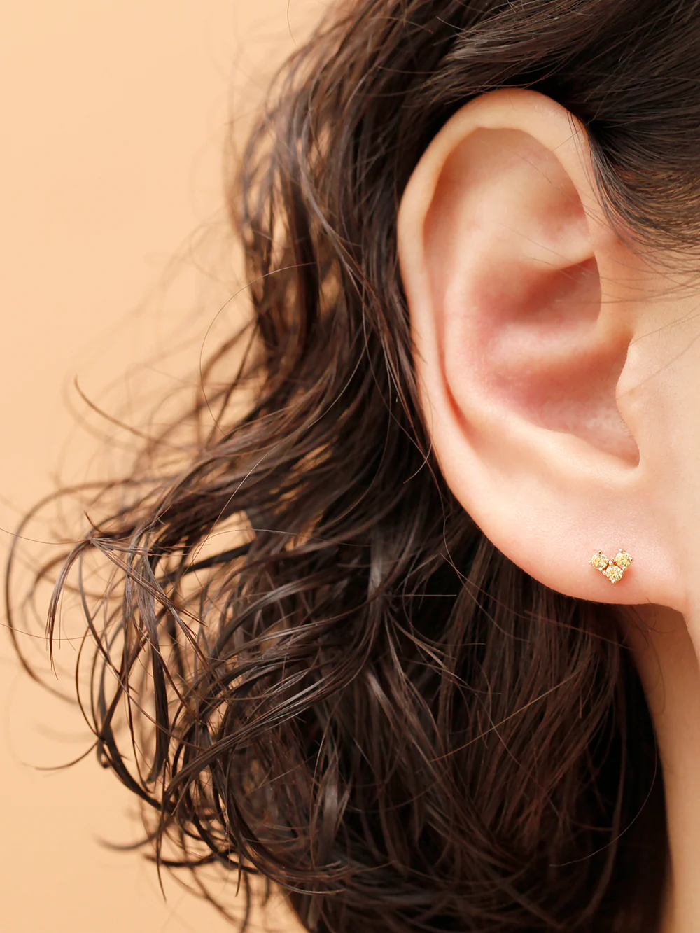 14K Gold Block Heart CZ Cartilage Earring 20G18G16G - Image 6