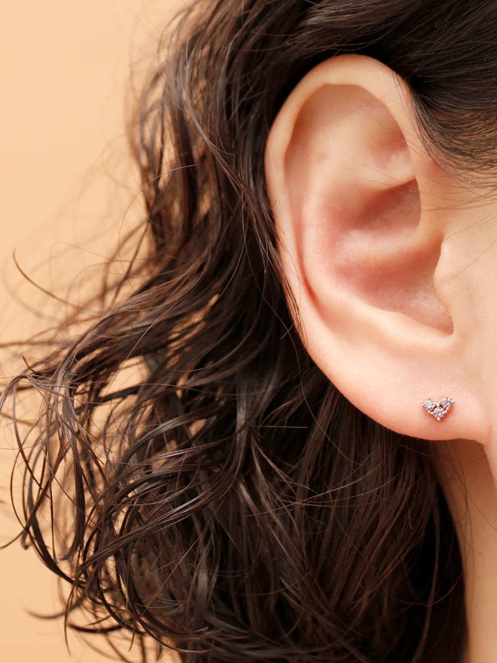 14K Gold Block Heart CZ Cartilage Earring 20G18G16G - Image 7