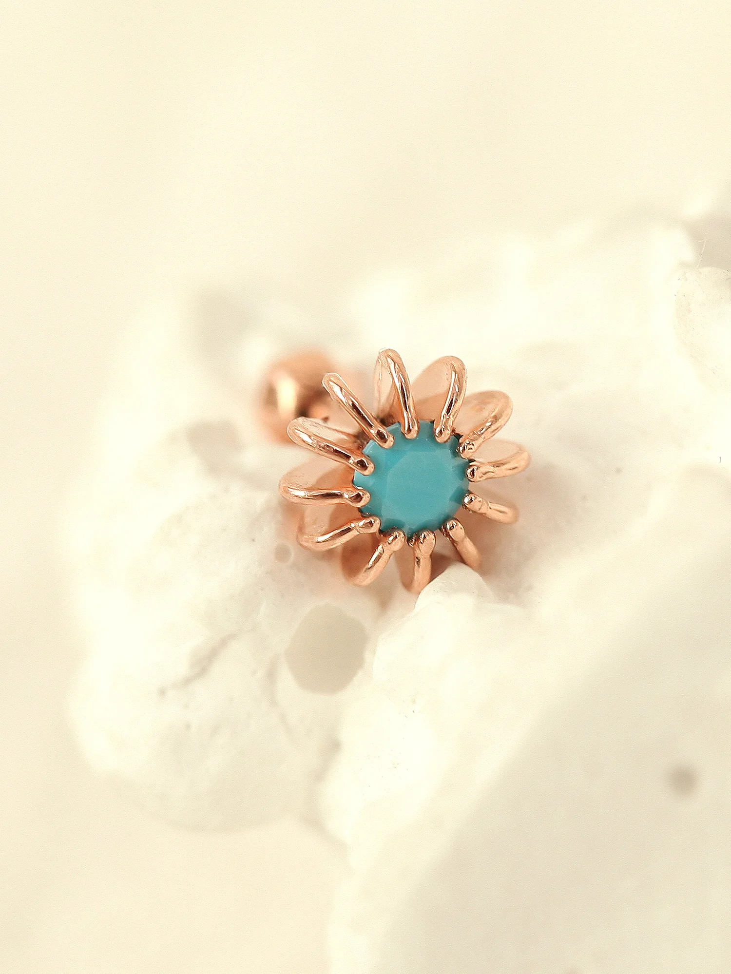 14K Gold Blossom Cartilage Earring 18G16G - Image 5