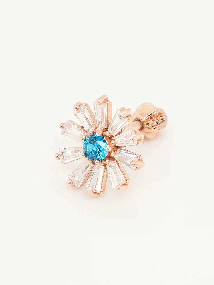 14K Gold Blue Sunshine Cartilage Earring 18G16G - Image 12