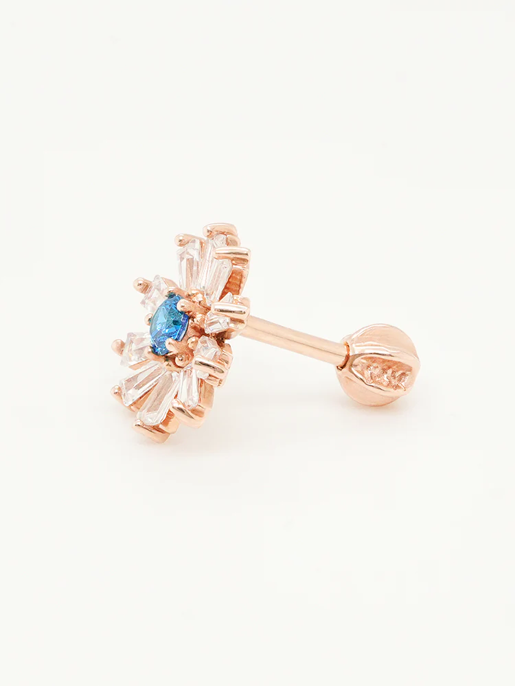 14K Gold Blue Sunshine Cartilage Earring 18G16G - Image 14