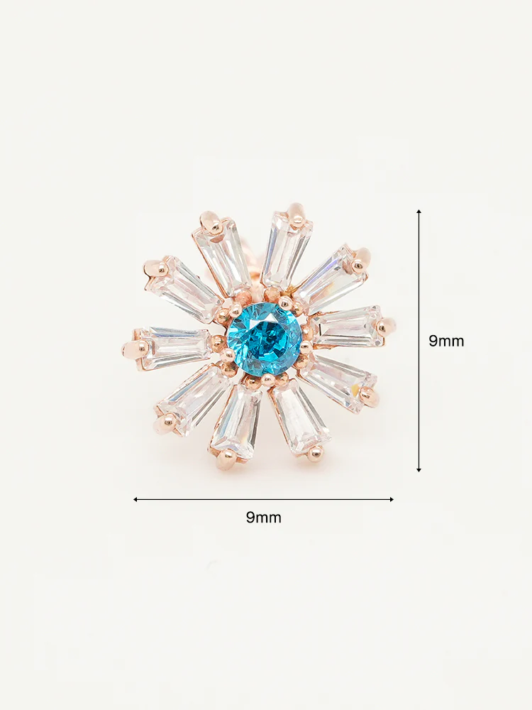 14K Gold Blue Sunshine Cartilage Earring 18G16G - Image 15