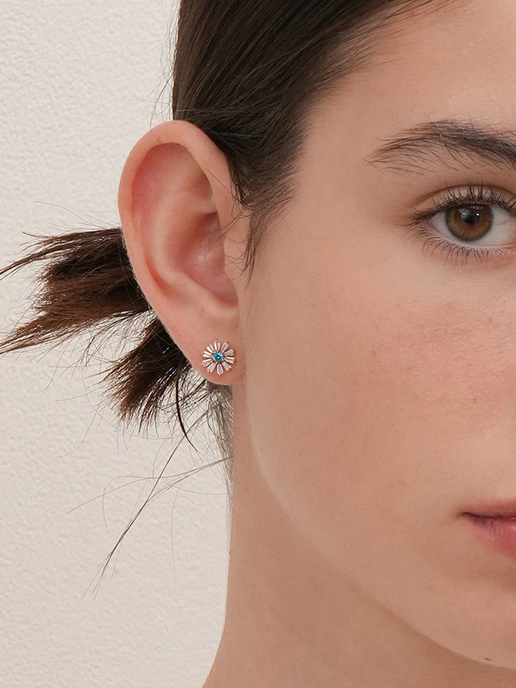14K Gold Blue Sunshine Cartilage Earring 18G16G - Image 2
