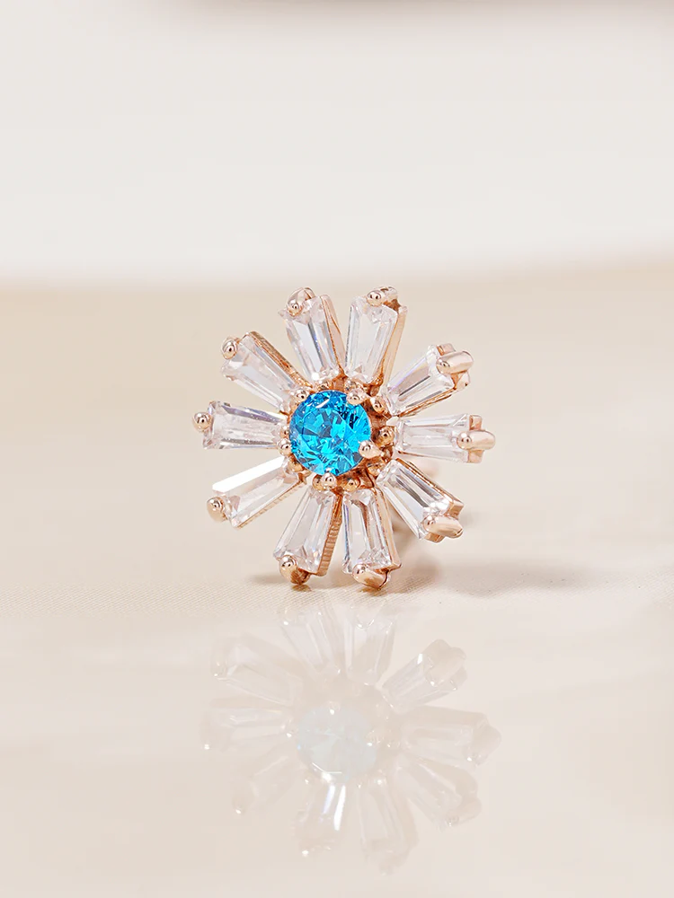 14K Gold Blue Sunshine Cartilage Earring 18G16G - Image 5