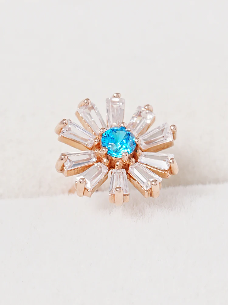 14K Gold Blue Sunshine Cartilage Earring 18G16G - Image 8