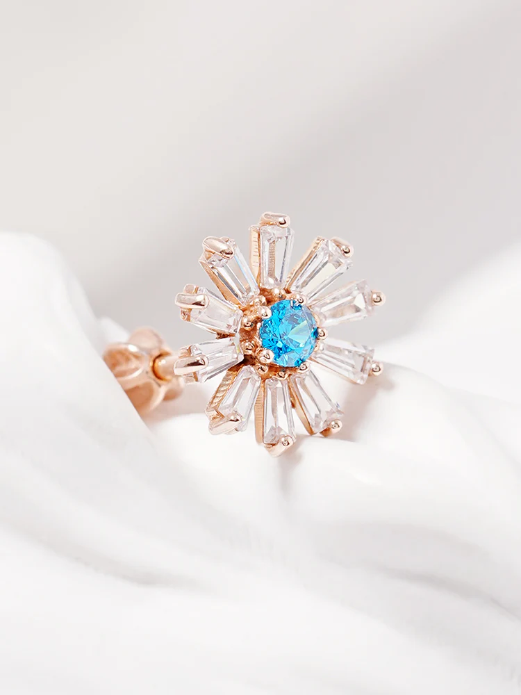 14K Gold Blue Sunshine Cartilage Earring 18G16G - Image 9