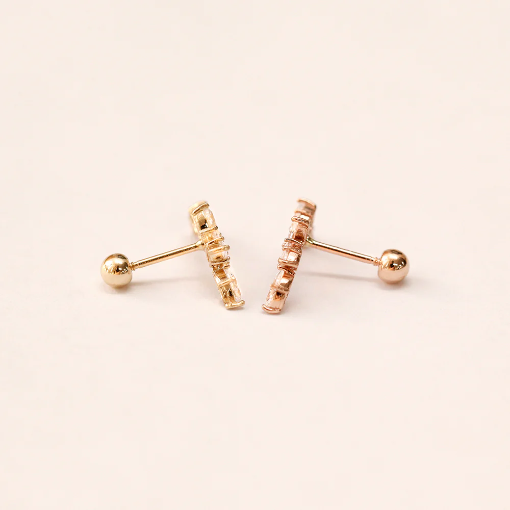 14K Gold Boat Curved Cubic Cartilage Earring 20G18G16G - Image 13