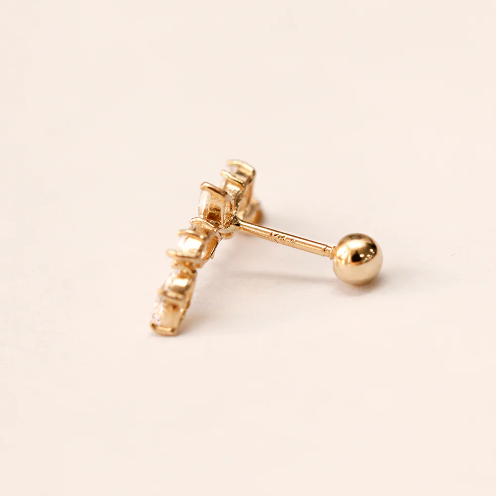 14K Gold Boat Curved Cubic Cartilage Earring 20G18G16G - Image 14