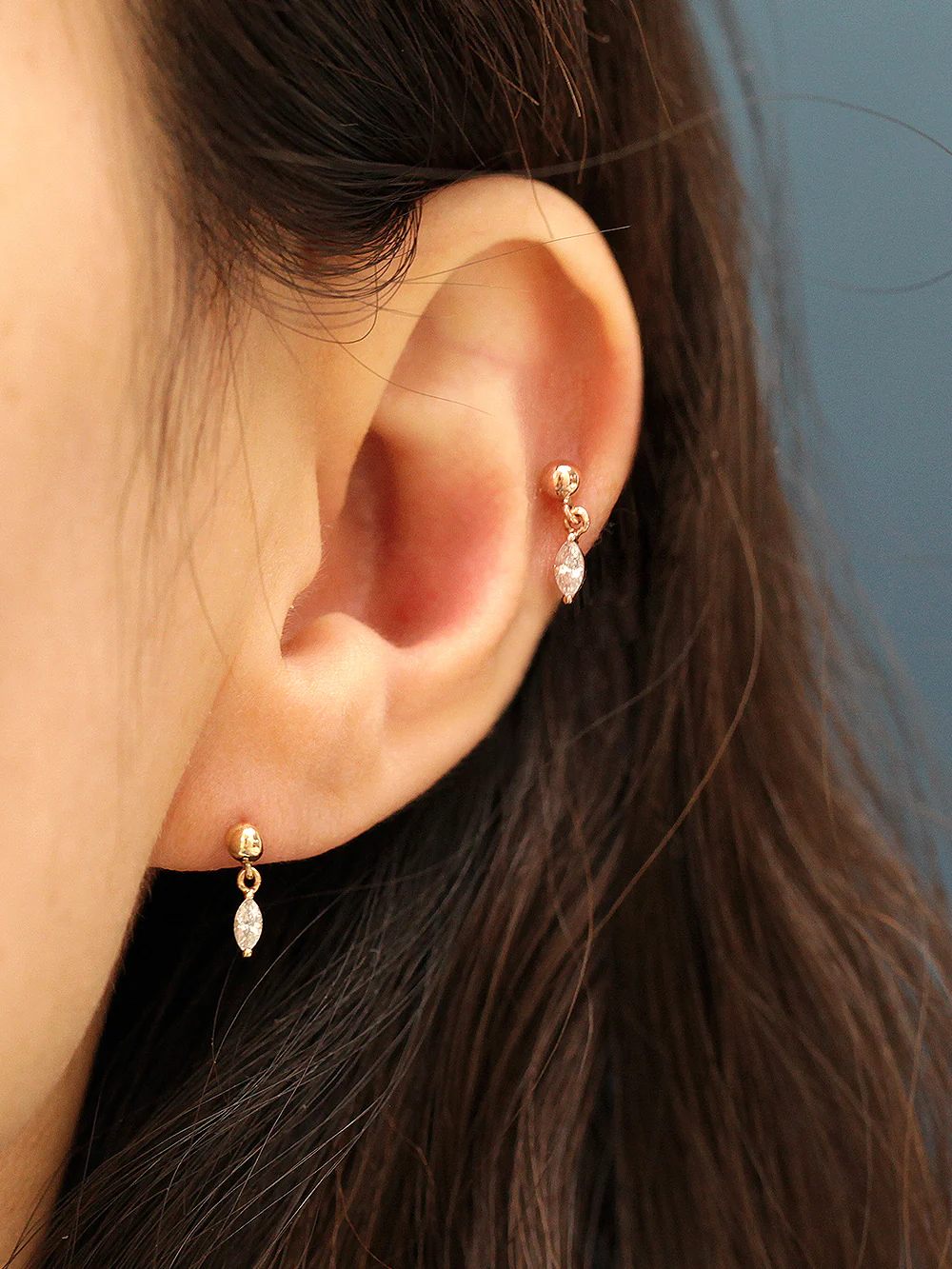 14K Gold Boat Drop Ball Cartilage Earring 20G18G16G